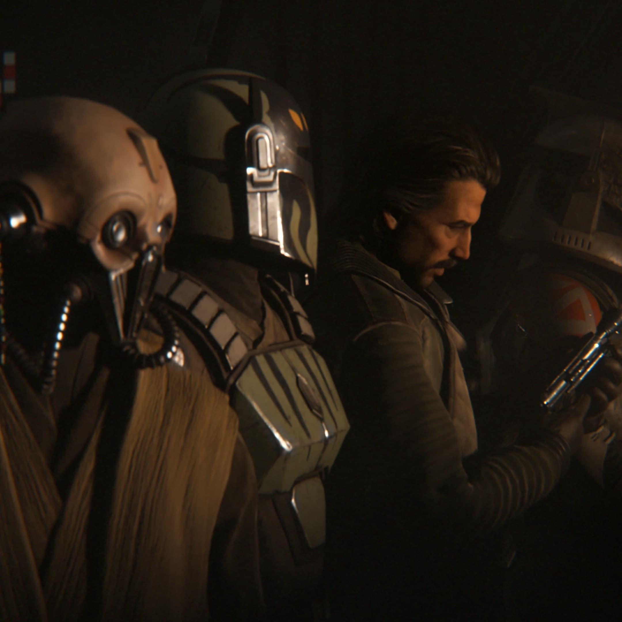 Zero Company operators gathered inside a dimly lit ship