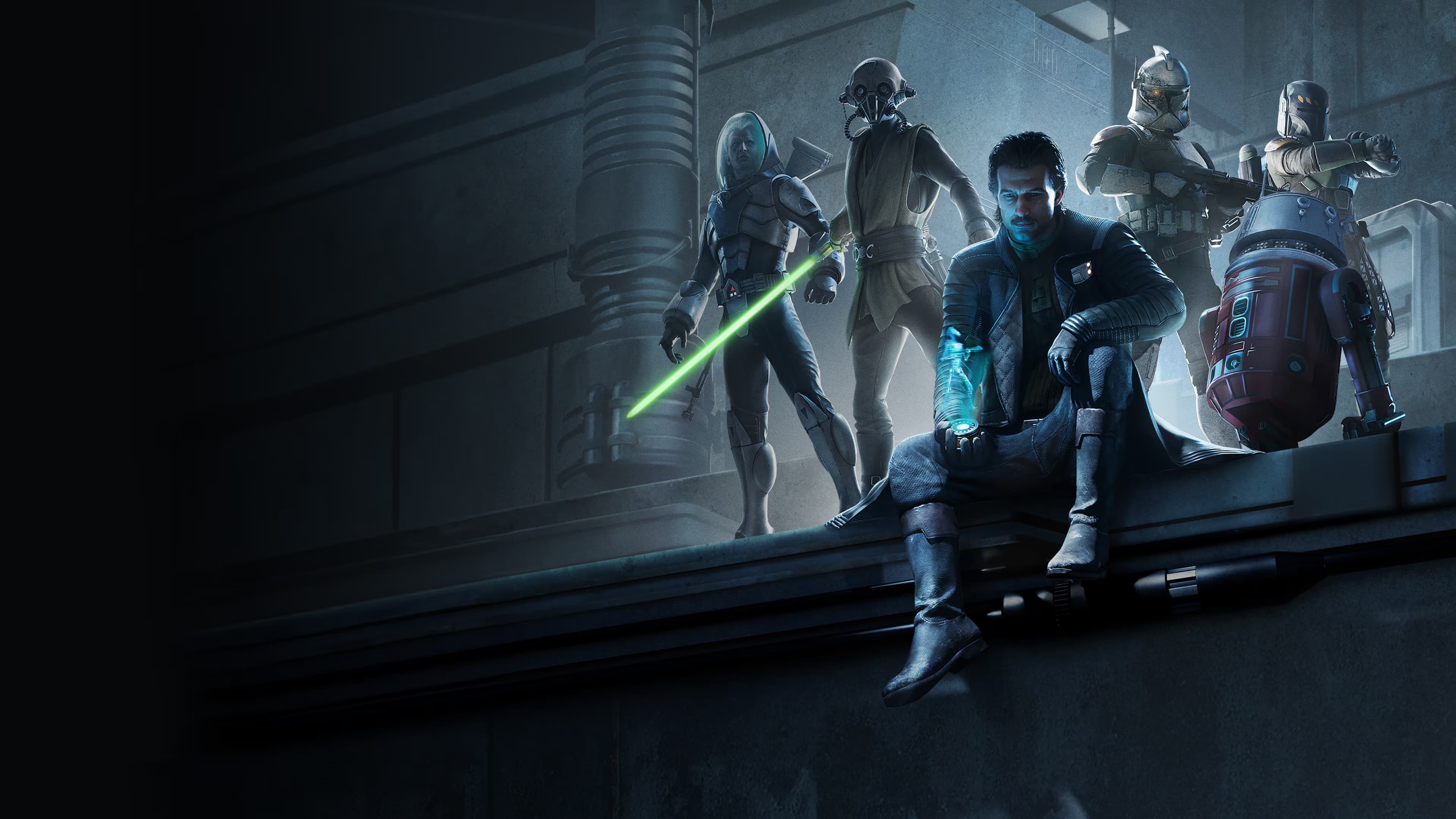 Zero Company operators posed together in a futuristic interior